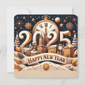 Cartes Pour Fêtes Annuelles Décompte du paysage urbain doré (Devant)