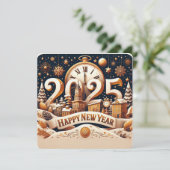 Cartes Pour Fêtes Annuelles Décompte du paysage urbain doré (Debout devant)