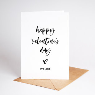 Cartes Pour Fêtes Annuelles Décontracté noir et blanc Script et coeur Valentin