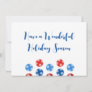 Cartes Pour Fêtes Annuelles Décor bleu et rouge de Noël avec flocons de neige