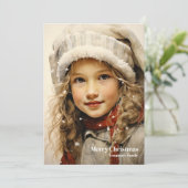 Cartes Pour Fêtes Annuelles Décor classique rétro petite fille festive (Debout devant)