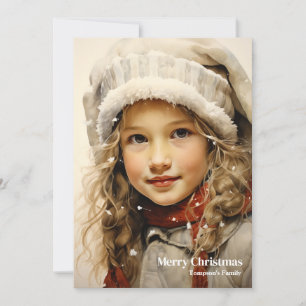Cartes Pour Fêtes Annuelles Décor classique rétro petite fille festive