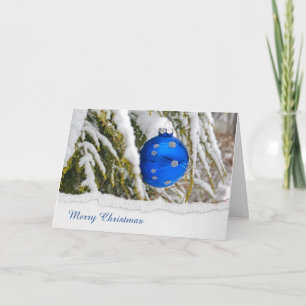Cartes Pour Fêtes Annuelles Décor de Noël bleu dans la neige
