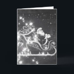 Cartes Pour Fêtes Annuelles Décor de Noël vintage noir et blanc Père Noël<br><div class="desc">Noël vintage noir et blanc Père Noël avec décorations de traîneau</div>
