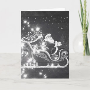 Cartes Pour Fêtes Annuelles Décor de Noël vintage noir et blanc Père Noël
