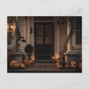 Cartes Pour Fêtes Annuelles Décor de porche d'Halloween éffrayant avec Jack-o-
