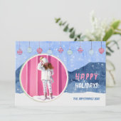 Cartes Pour Fêtes Annuelles Décor photo du paysage hivernal (Debout devant)