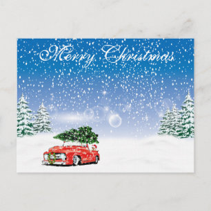 Cartes Pour Fêtes Annuelles Décor rouge simple et élégant Neige Joyeux Noël