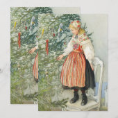 Cartes Pour Fêtes Annuelles Décoration de l'arbre de Noël - Carl Larsson (Devant / Derrière)