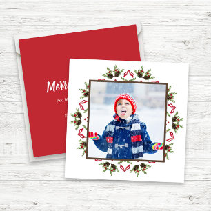 Cartes Pour Fêtes Annuelles Décoration de Noël en houx rouge personnalisée pou
