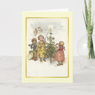 Cartes Pour Fêtes Annuelles Décoration de Noël Vintage Arbre de Noël