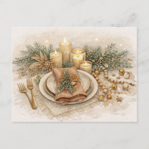 Cartes Pour Fêtes Annuelles Décoration de table de Noël bohème neutre à l'aqua