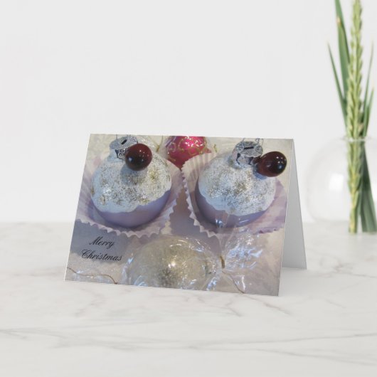 Cartes Pour Fêtes Annuelles Décorations d'arbres à cupcake de Noël (Devant)