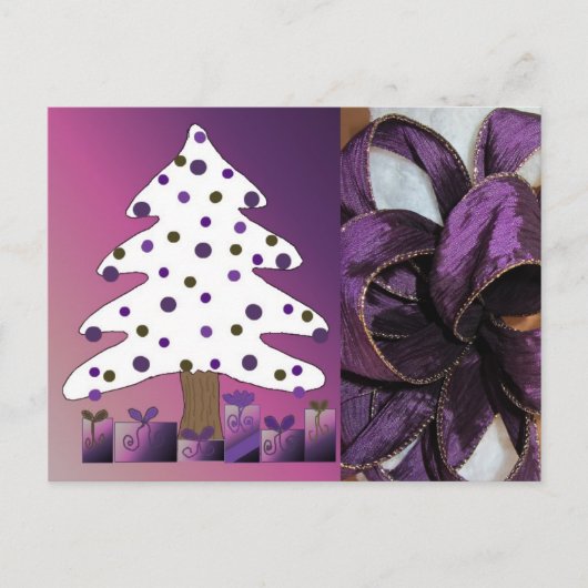 Cartes Pour Fêtes Annuelles Décorations de Noël pourpres (Devant)