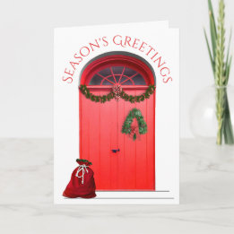Cartes Pour Fêtes Annuelles Décorations de vacances joyeux Noël Portes rouges