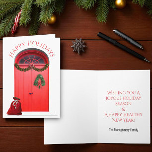 Cartes Pour Fêtes Annuelles Décorations de vacances joyeux Noël Portes rouges