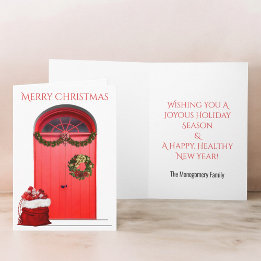 Cartes Pour Fêtes Annuelles Décorations de vacances joyeux Noël Portes rouges