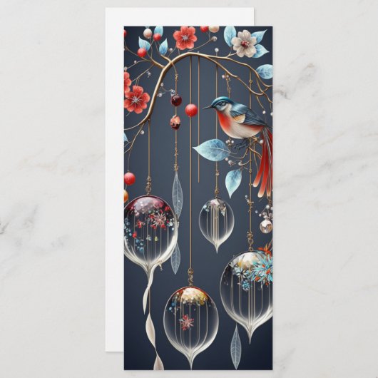 Cartes Pour Fêtes Annuelles Décorations en cristal et oiseaux (Devant / Derrière)