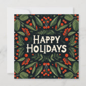 Cartes Pour Fêtes Annuelles Decorative Happy Holidays holly berries (Devant)
