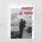 Cartes Pour Fêtes Annuelles Decorative Married and Merry Modern Deep Burgundy (Devant)