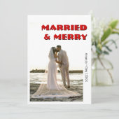Cartes Pour Fêtes Annuelles Decorative Married and Merry Modern Rich RedText (Debout devant)