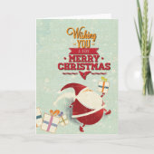 Cartes Pour Fêtes Annuelles Découpe du Père Noël rétro avec présentants (Devant)