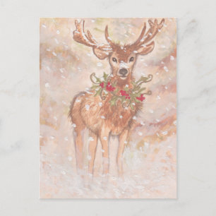 Cartes Pour Fêtes Annuelles Deer de vacances en neige