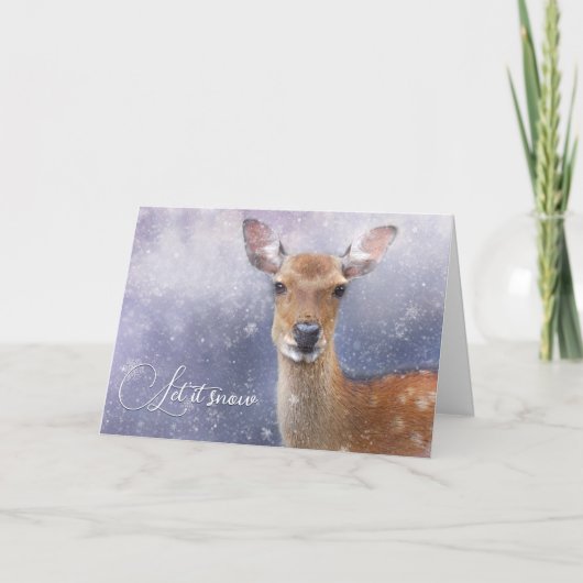 Cartes Pour Fêtes Annuelles Deer en vacances de neige (Devant)