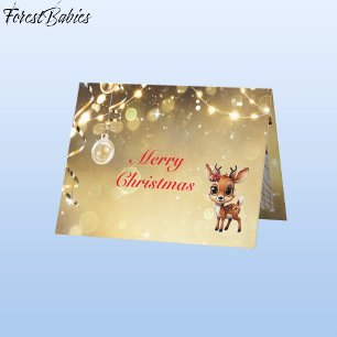 Cartes Pour Fêtes Annuelles Deer, Fawn, Doe, Reindeer Lover 🦌 Gold Festive
