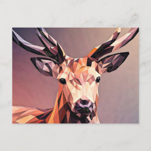 Cartes Pour Fêtes Annuelles Deer Small Poly Art Design-54655