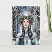 Cartes Pour Fêtes Annuelles Déesse solstice d'hiver dans la forêt (Devant)
