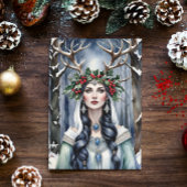 Cartes Pour Fêtes Annuelles Déesse solstice d'hiver dans la forêt