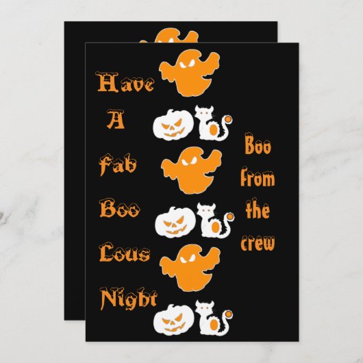 Cartes Pour Fêtes Annuelles Défilé de fantômes effrayants pour un Halloween fa (Devant / Derrière)