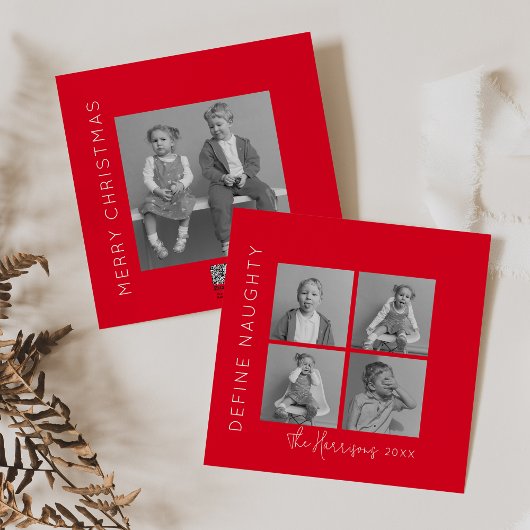 Cartes Pour Fêtes Annuelles Définir Naughty | 5 Photo Collage Noël