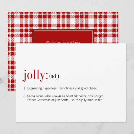 Cartes Pour Fêtes Annuelles Définition de Jolly Noël (Devant / Derrière)