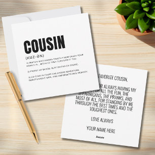 Cartes Pour Fêtes Annuelles Définition de salutation de cousin drôle et sincèr