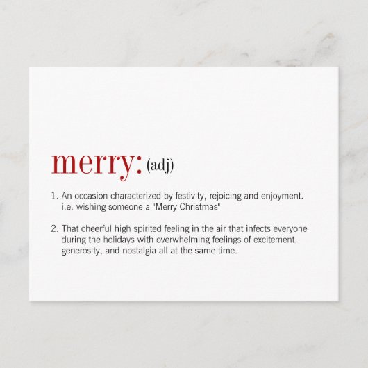 Cartes Pour Fêtes Annuelles Définition du joyeux Noël (Devant)