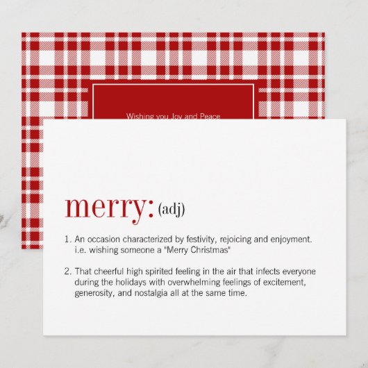 Cartes Pour Fêtes Annuelles Définition du joyeux Noël (Devant / Derrière)