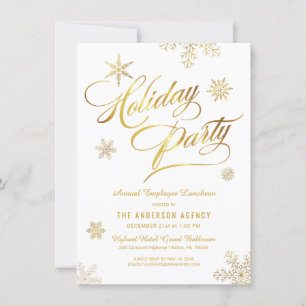 Cartes Pour Fêtes Annuelles Déjeuner d'affaires Elegant Gold Snowflakes