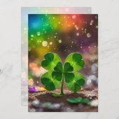 Cartes Pour Fêtes Annuelles Délicat trèfle à quatre feuilles au soleil (Devant / Derrière)
