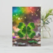 Cartes Pour Fêtes Annuelles Délicat trèfle à quatre feuilles au soleil (Debout devant)