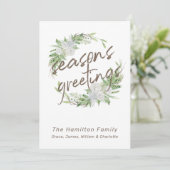 Cartes Pour Fêtes Annuelles Délicate couronne de Noël Florale Blanche (Debout devant)