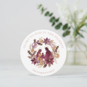 Cartes Pour Fêtes Annuelles Delicate Deep Plum Glitter Holy Nativity Christmas (Debout devant)
