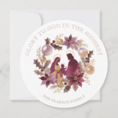 Cartes Pour Fêtes Annuelles Delicate Deep Plum Glitter Holy Nativity Christmas (Devant)