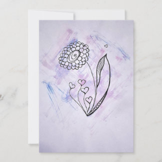 Cartes Pour Fêtes Annuelles Delicate Hand-Drawn Flower with Hearts