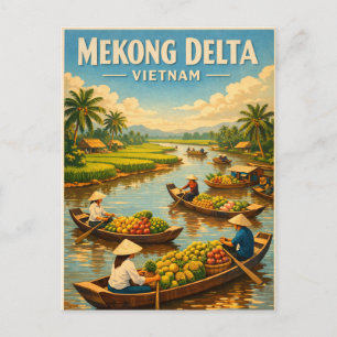 Cartes Pour Fêtes Annuelles Delta du Mékong, Vietnam, dans un style rétro clas