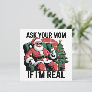 Cartes Pour Fêtes Annuelles Demande à ta mère Funny Santa Snarky Retro Noël