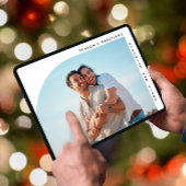 CARTES POUR FÊTES ANNUELLES DEMI-ARCH SIMPLE NOËL VACANCES DEUX PHOTOS