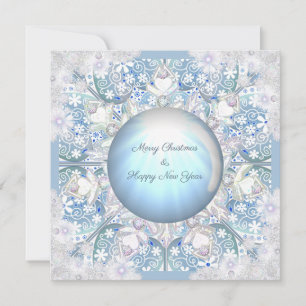 Cartes Pour Fêtes Annuelles Dentelle céramique bleu clair et flocon de neige