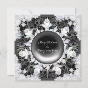 Cartes Pour Fêtes Annuelles Dentelle céramique noire et flocon de neige